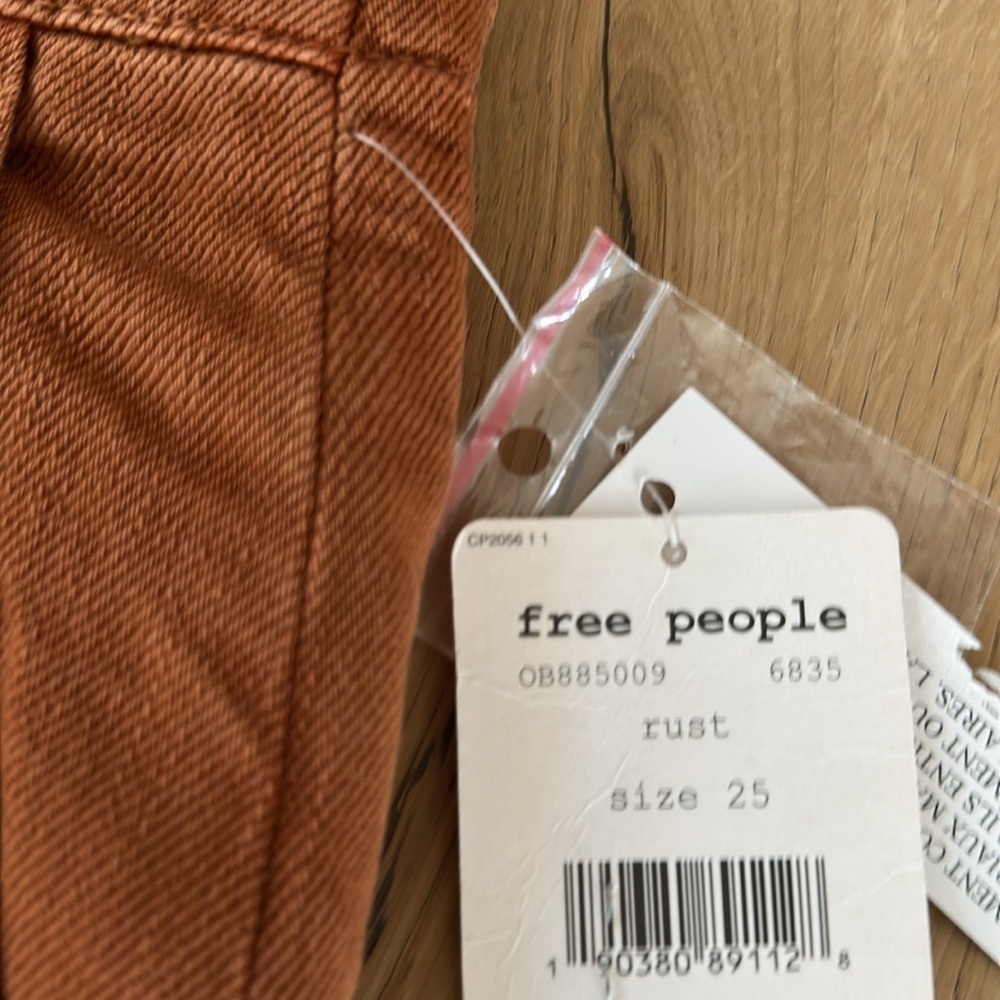 NWT Free People On My Mind Wide Leg Pants Rust Size 25 MSRP $128 Terra-cotta - Picture 2 of 5